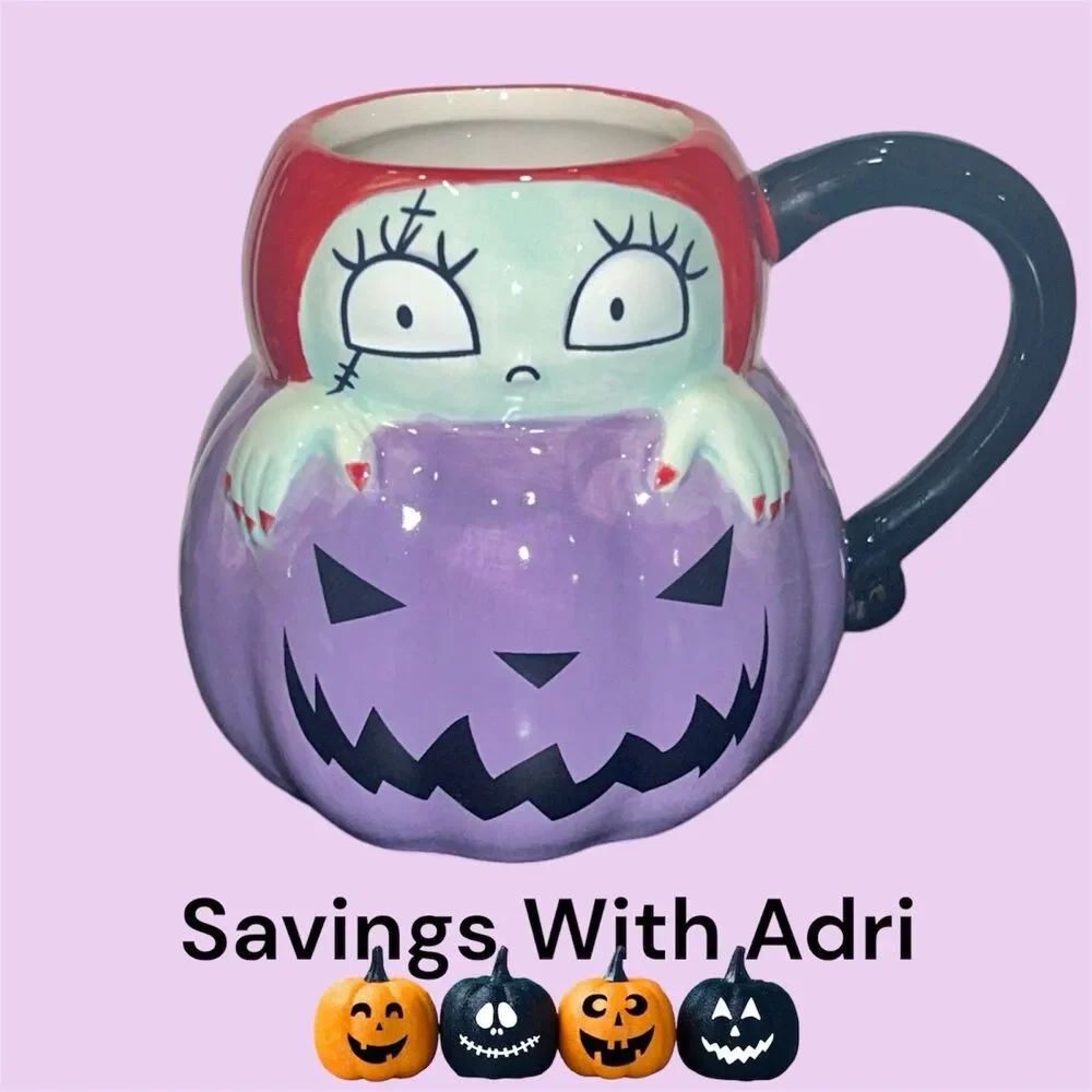 Nightmare Before Christmas Sally 3D Jack Skellington Pumpkin CERAMIC MUG Lot 2